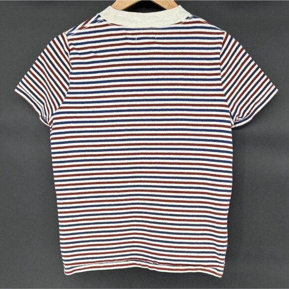 Madewell Women's Striped Short Sleeve Shirt In Red White & Blue Nautical Preppy - Picture 2 of 6